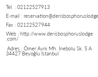 Deri Bosphorus Lodge iletiim bilgileri